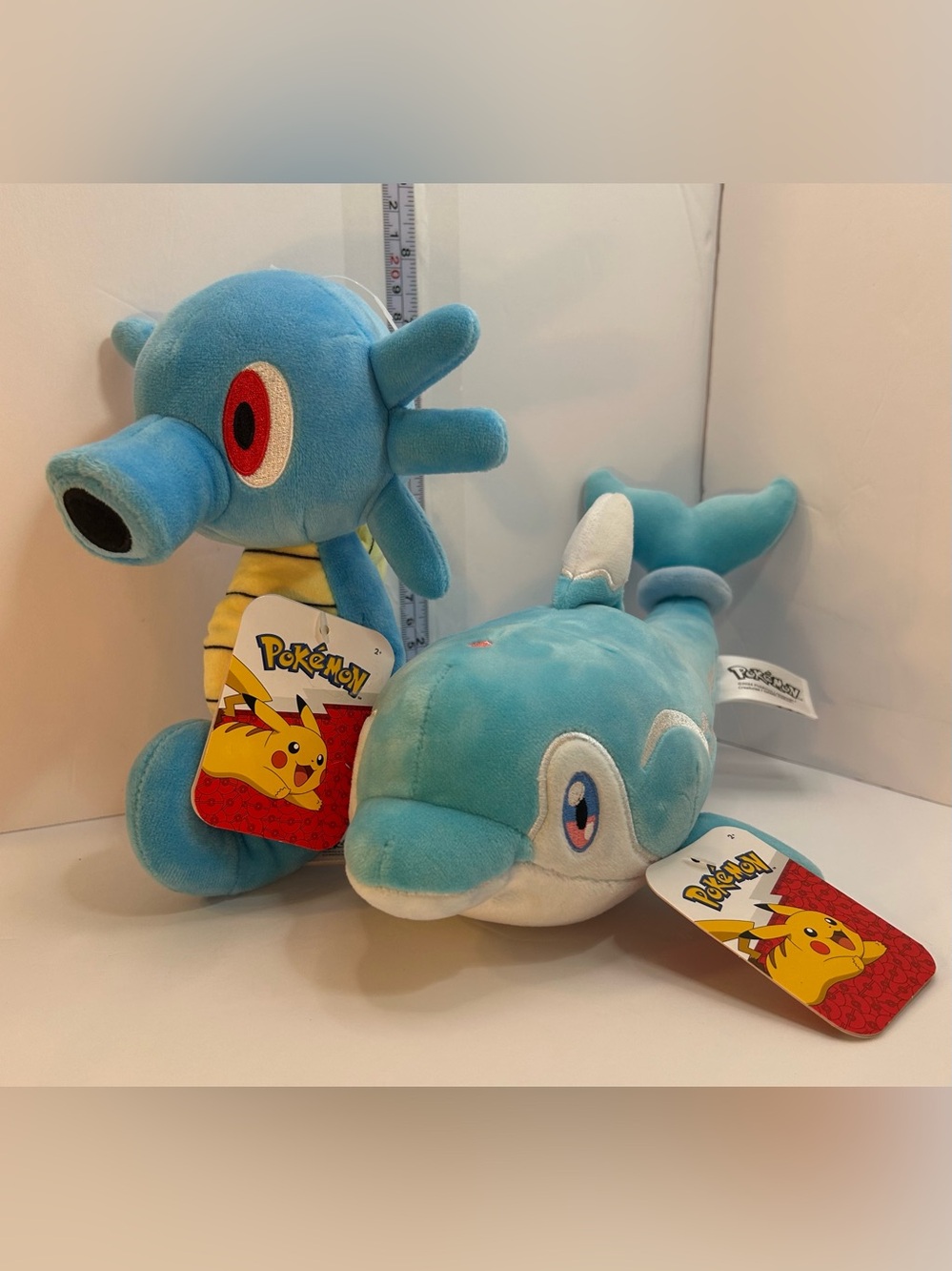NWT Jazwares Pokémon Horsea & Finizen Plush Lot Blue Yellow White w/ Tags 2023